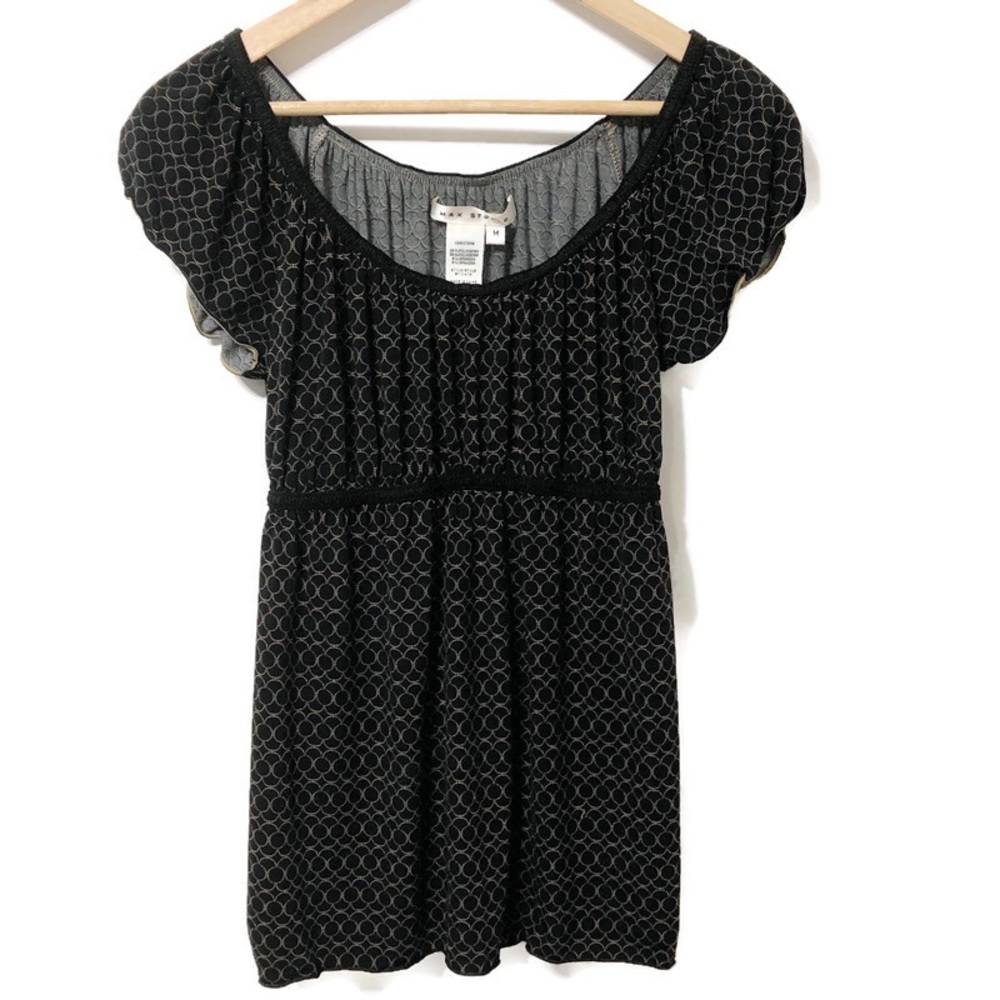 MAX STUDIO  | Black & Gold Empire Waist Top Size M